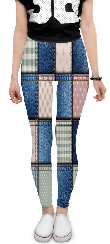 Леггинсы Printio Иллюзия джинсовой ткани. сшитые квадраты.
