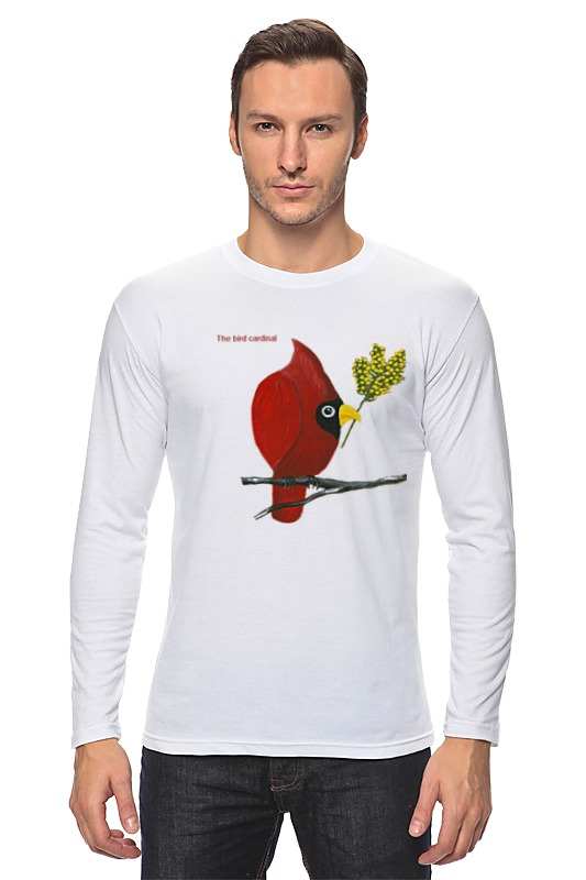 Лонгслив Printio Птица кардинал с мимозой