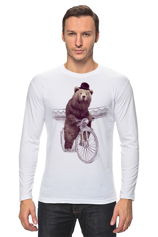 Лонгслив Printio Медведь на велосипеде