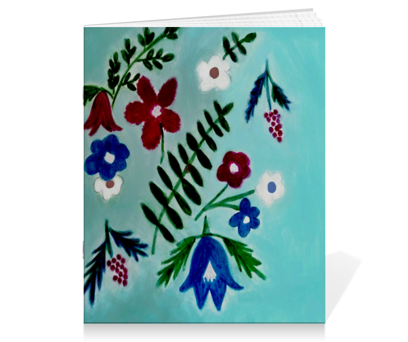Тетрадь на скрепке Printio Цветы на голубом