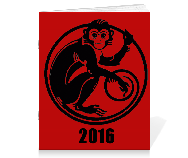 Тетрадь на скрепке Printio 2016 год - год красной обезьяны