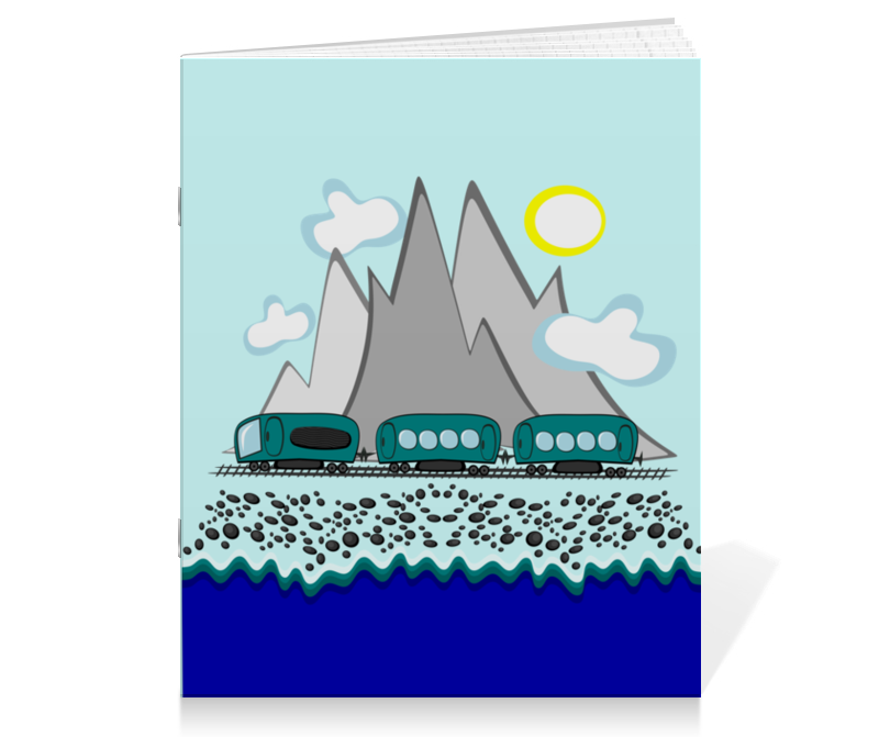 Тетрадь на скрепке Printio Путешествие на поезде вдоль моря и гор