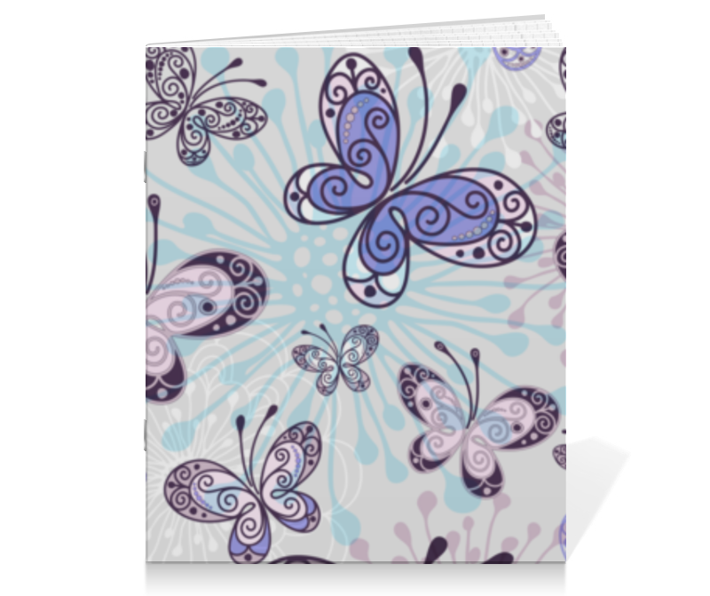 Тетрадь на скрепке Printio Фиолетовые бабочки