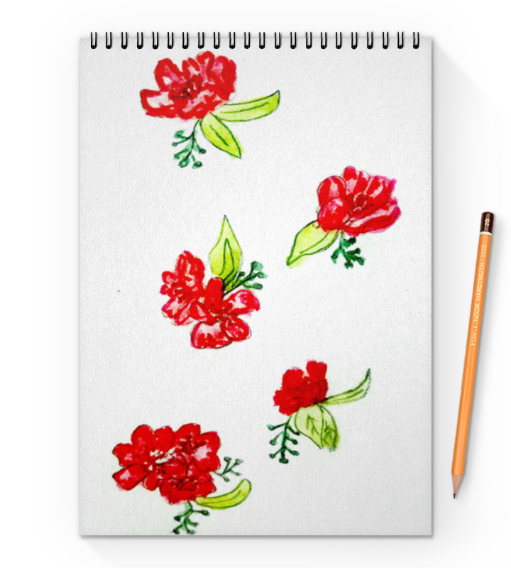 Блокнот на пружине А4 Printio Блокнот красные цветы