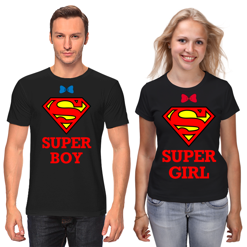 Футболки парные Printio Super boy super girl