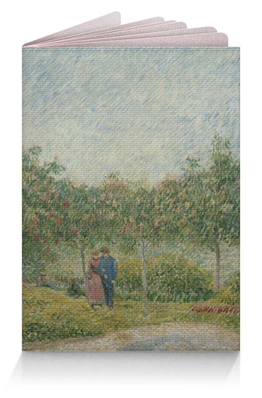 Обложка для паспорта Printio Garden in montmarte with lovers (ван гог)