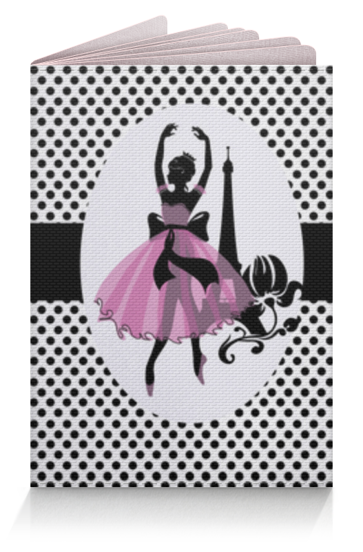 Обложка для паспорта Printio Черно розовый силуэт балерины в париже