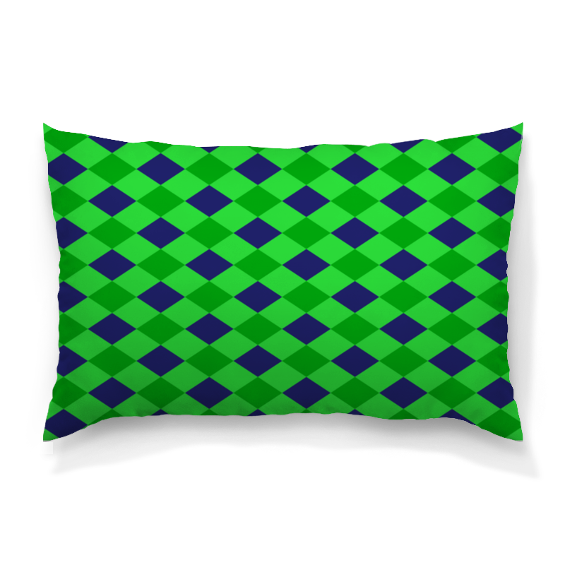 Подушка 60х40 с полной запечаткой Printio Сине-зеленые квадраты
