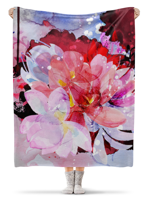 Плед флисовый 130х170 см Printio Акварельные цветы. цветочный дизайн