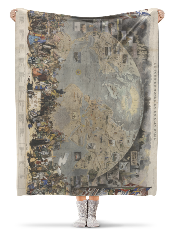 Плед флисовый 130х170 см Printio Le tour du monde en un clin d'oeil 1876