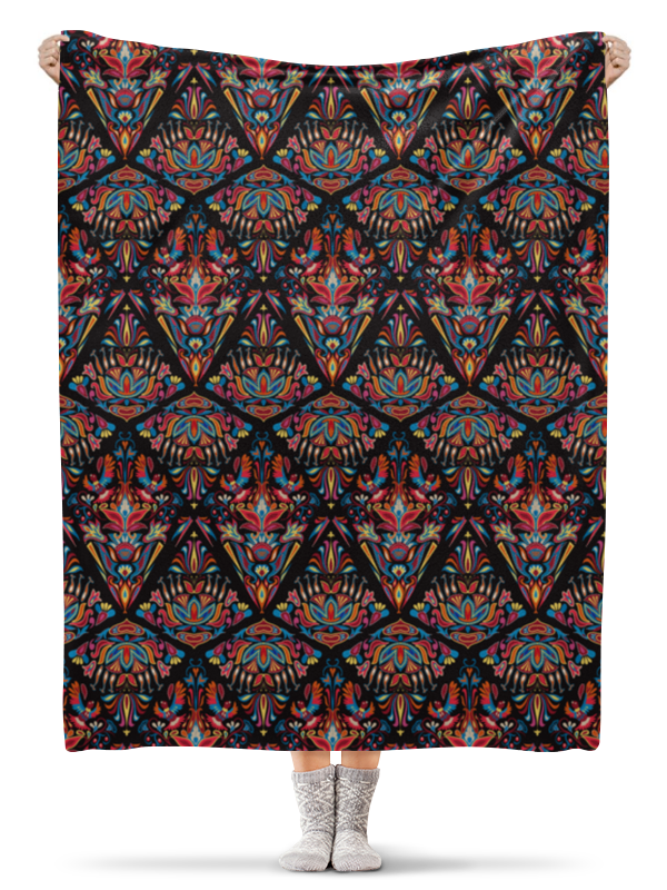 Плед флисовый 130х170 см Printio Красивый орнамент с птицами. дизайн с перьями