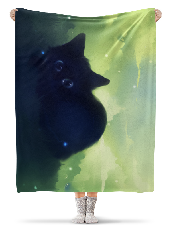 Плед флисовый 130х170 см Printio Черный котик