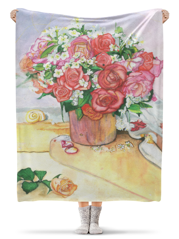 Плед флисовый 130х170 см Printio букет роз