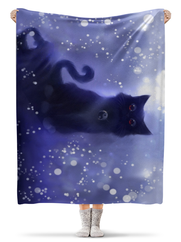 Плед флисовый 130х170 см Printio Черный кот