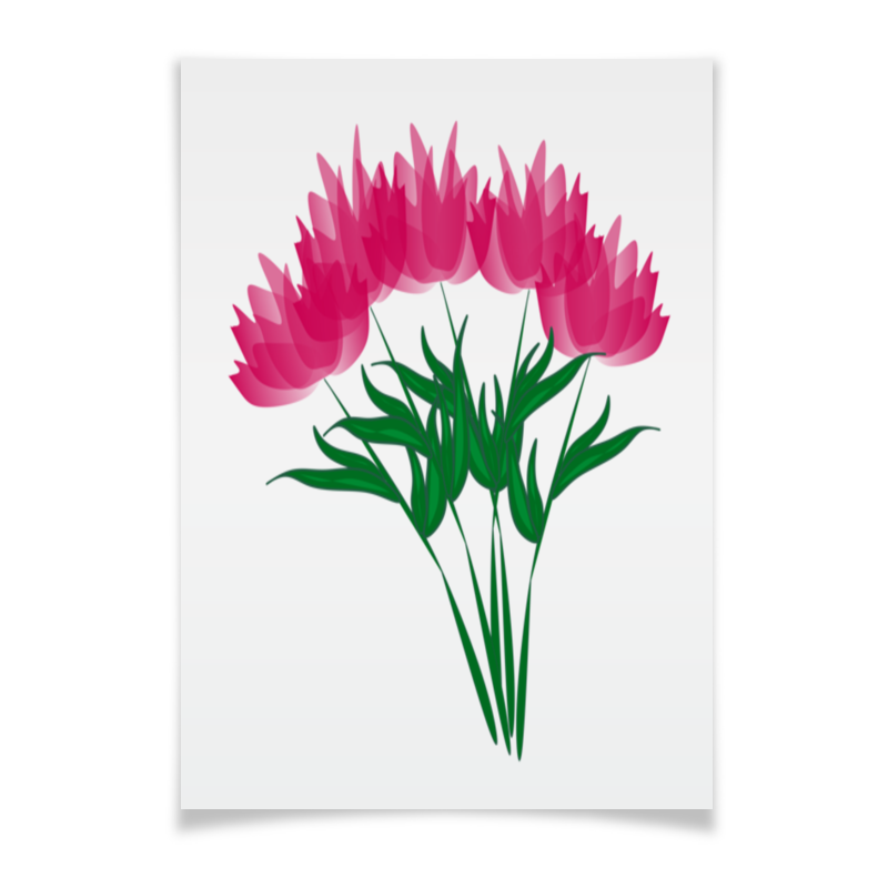Плакат A3(29.7x42) Printio Розовые абстрактные цветы