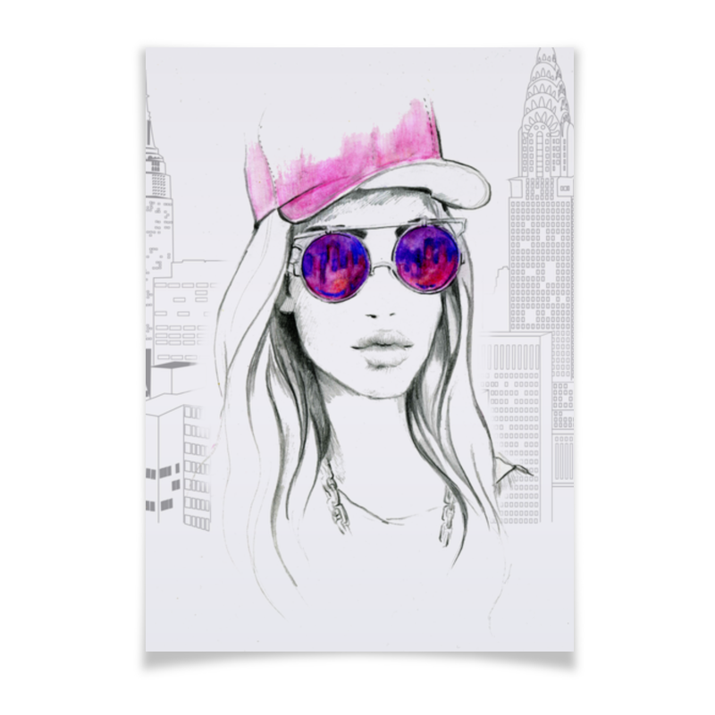 Printio Фэшн иллюстрация. девушка в розовых очках