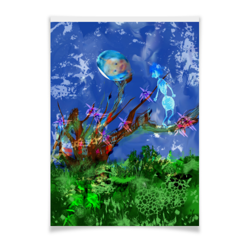 Плакат A3(29.7x42) Printio Лунный мураш и капелька