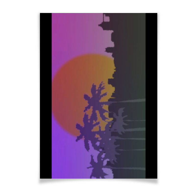 Плакат A3(29.7x42) Printio Ретровейв пальмы