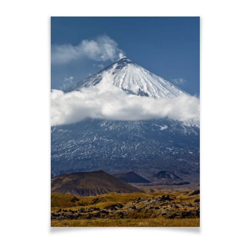 Плакат A3(29.7x42) Printio Камчатка, осенний пейзаж, извержение вулкана