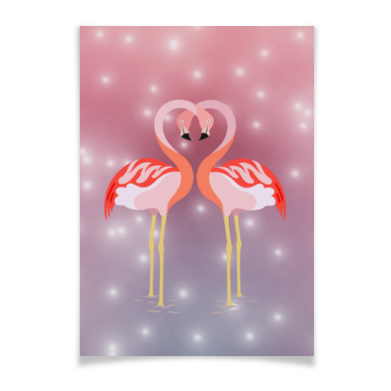 Плакат A3(29.7x42) Printio Влюбленные фламинго