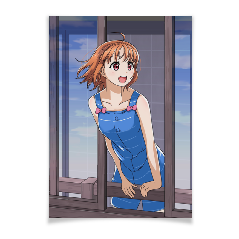 Плакат A2(42x59) Printio Аниме-девочка takami смотрит в окно