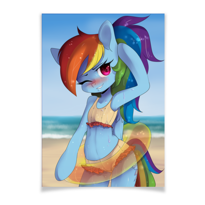 Плакат A2(42x59) Printio Рейнбоу на пляже