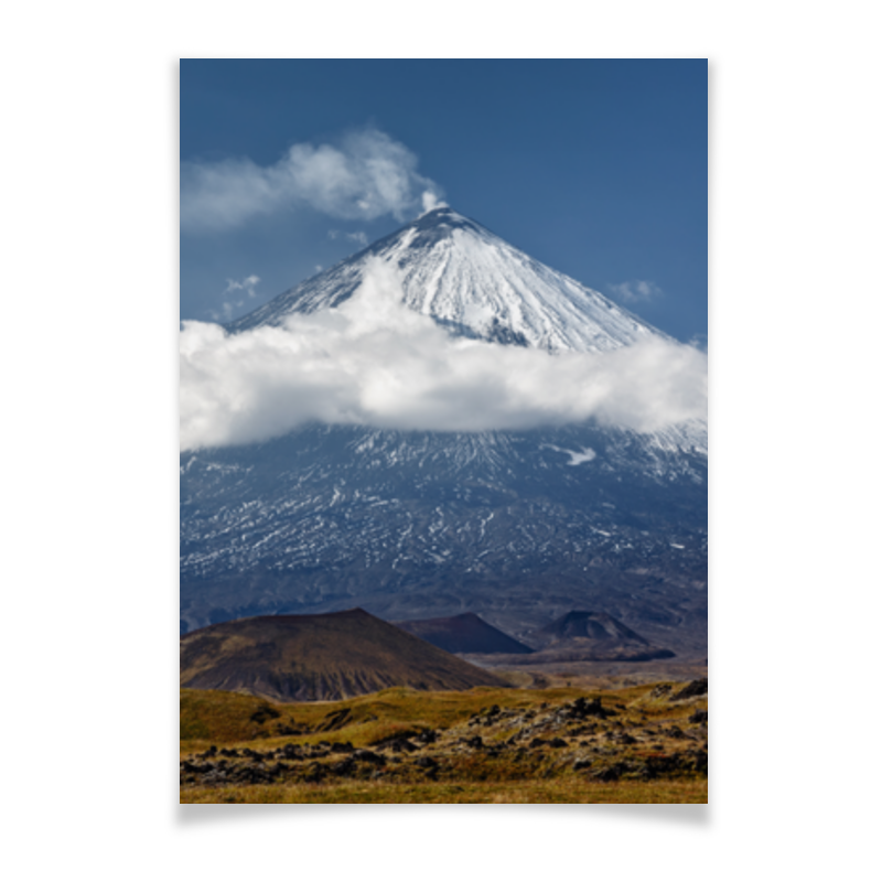 Плакат A2(42x59) Printio Камчатка, осенний пейзаж, извержение вулкана