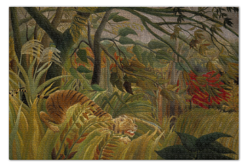 Пазл 73.5 x 48.8 (1000 элементов) Printio Нападение в джунглях (картина анри руссо)