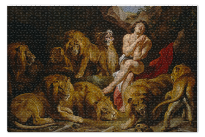 Пазл 73.5 x 48.8 (1000 элементов) Printio Даниил в яме со львами (картина рубенса)