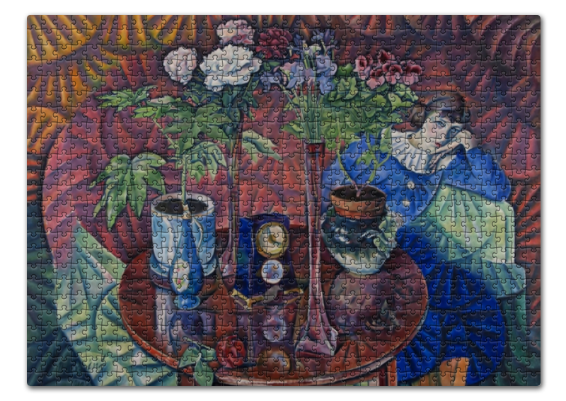 Пазл 43.5 x 31.4 (408 элементов) Printio Кузина с цветами (владимир баранов-россине)