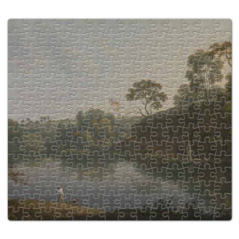 Пазл магнитный 27.4 x 30.4 (210 элементов) Printio Пейзаж с озером и лодкой (томас райт)
