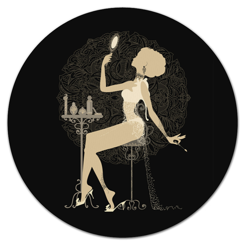 Коврик для мышки (круглый) Printio Красивая девушка с зеркалом силуэт eszadesign