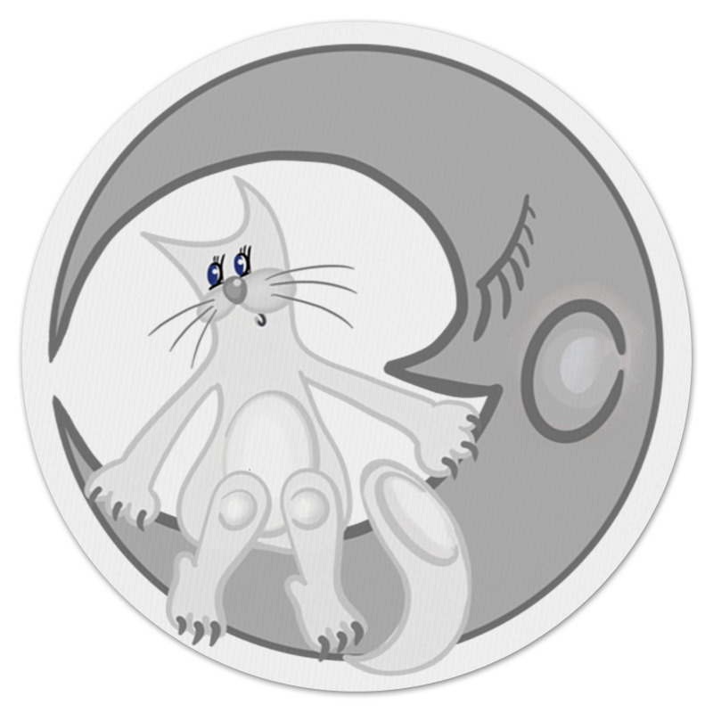 Коврик для мышки (круглый) Printio Лунный кот сидит на луне