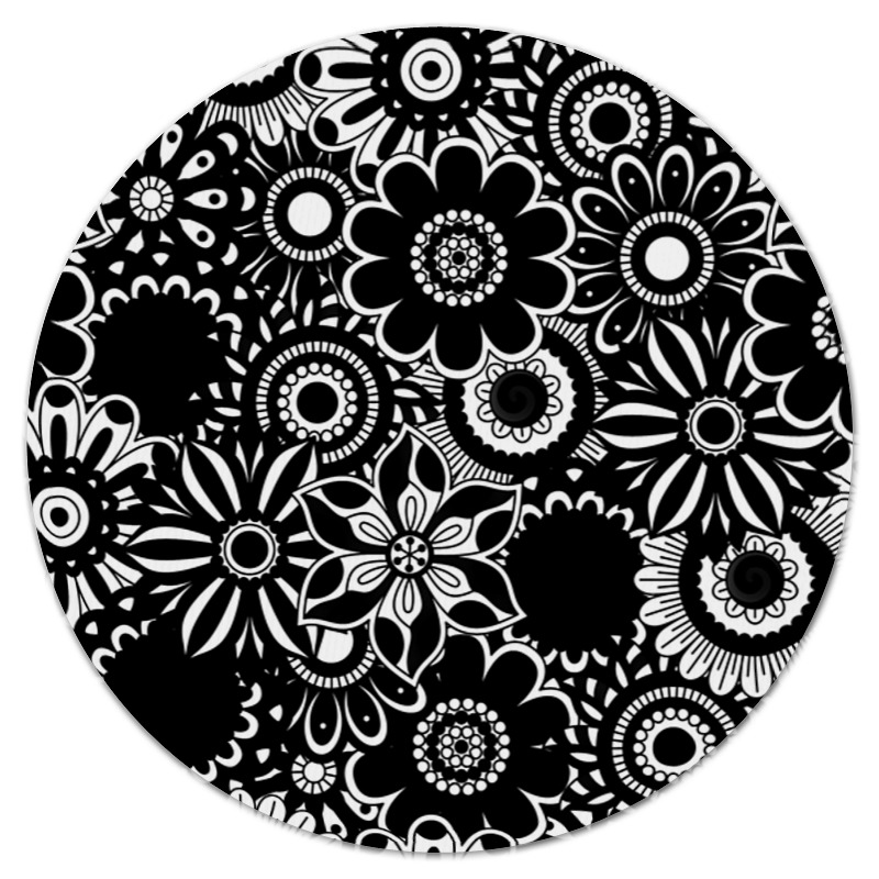 Коврик для мышки (круглый) Printio Черно-белые цветы