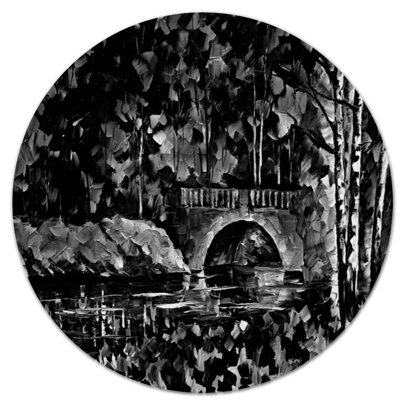 Коврик для мышки (круглый) Printio Черно-белый пейзаж