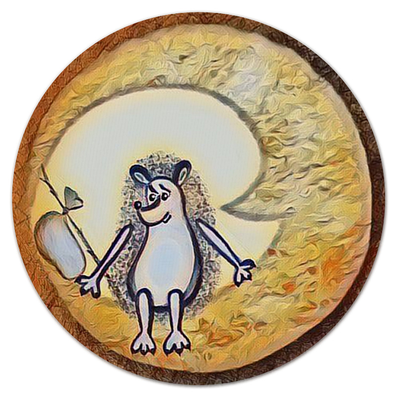 Коврик для мышки (круглый) Printio Ежик на луне