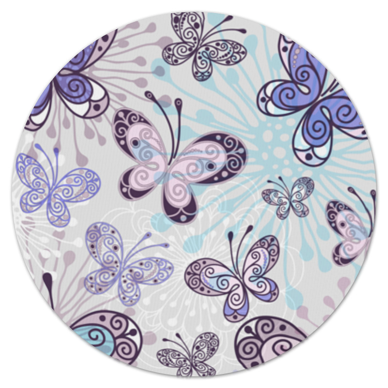 Коврик для мышки (круглый) Printio Фиолетовые бабочки
