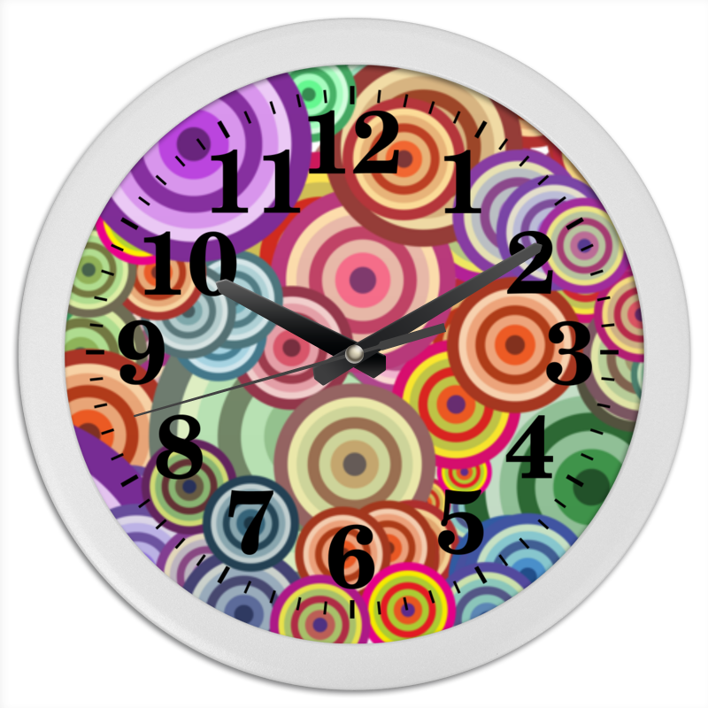 Часы круглые из пластика Printio Цветные круги