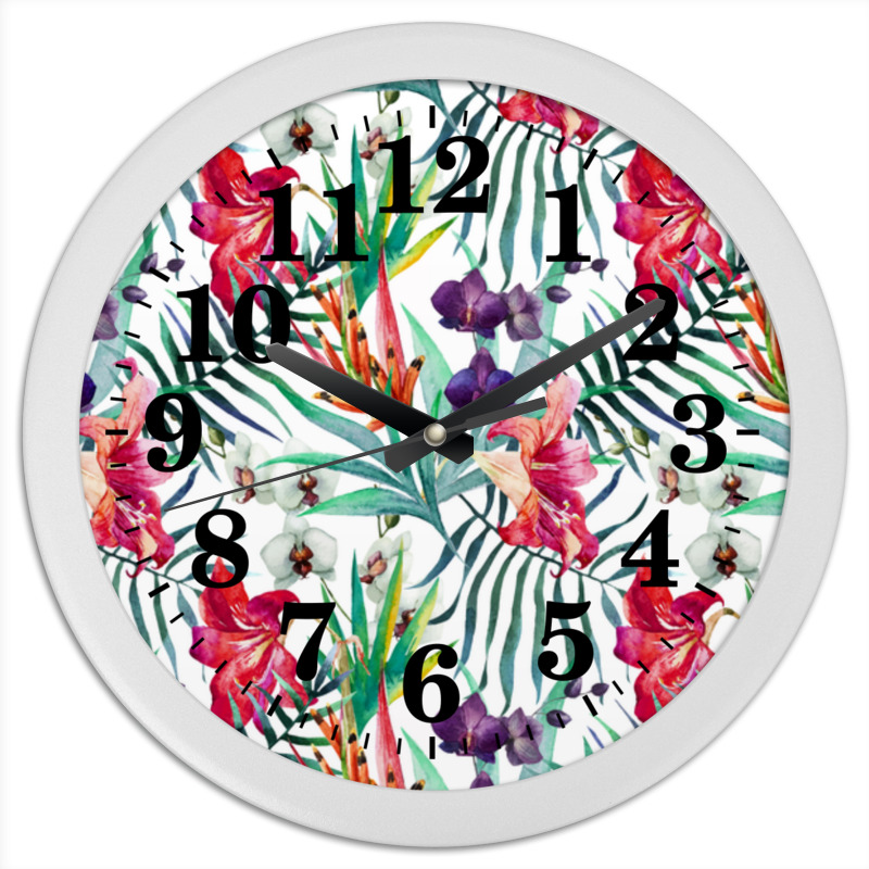 Часы круглые из пластика Printio Тропические цветы
