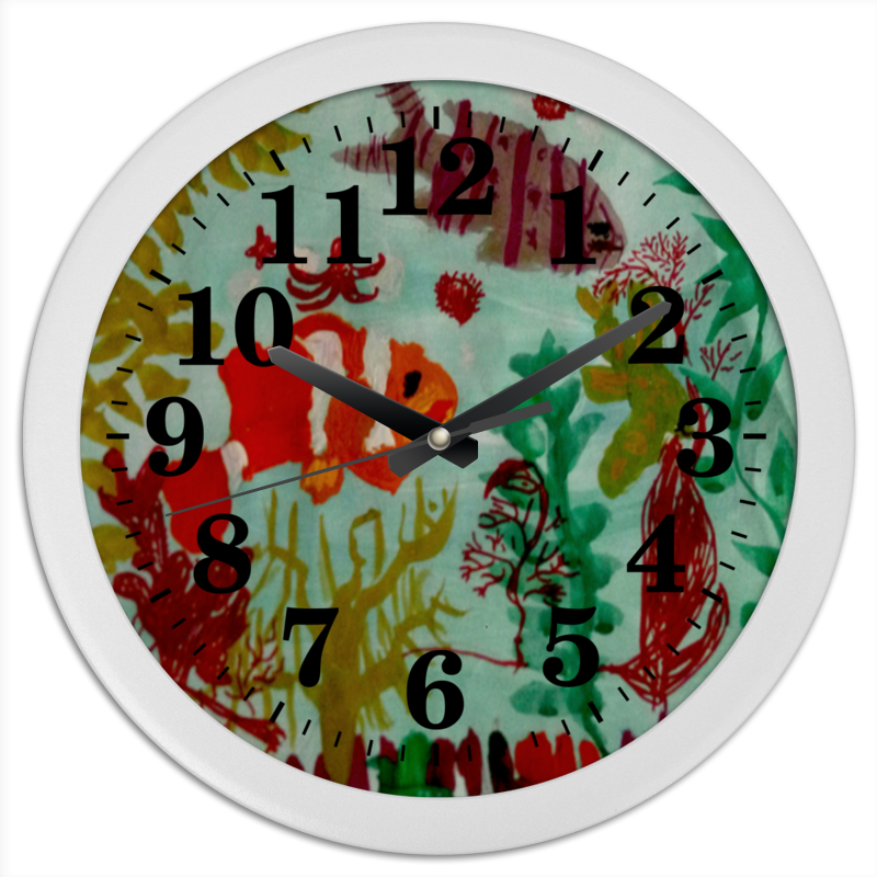 Часы круглые из пластика Printio Рыбки