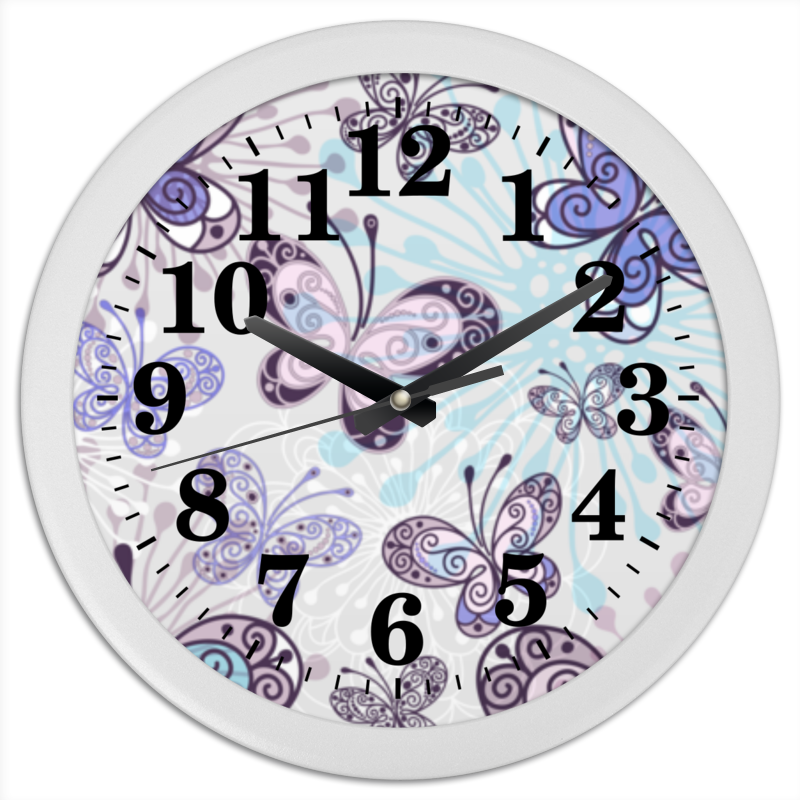 Часы круглые из пластика Printio Фиолетовые бабочки