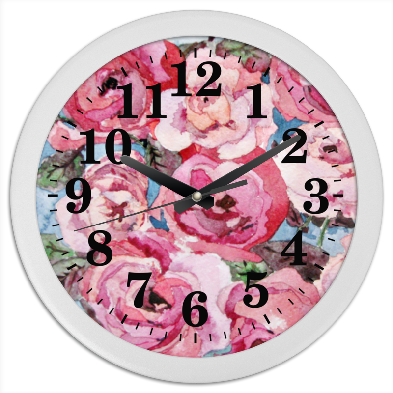 Часы круглые из пластика Printio Розы. декор