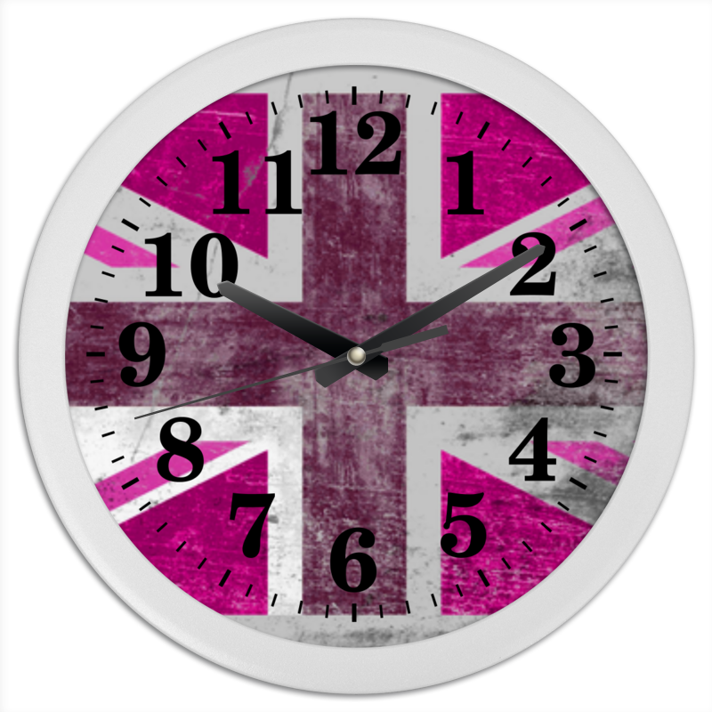 Часы круглые из пластика Printio Розовый флаг британии