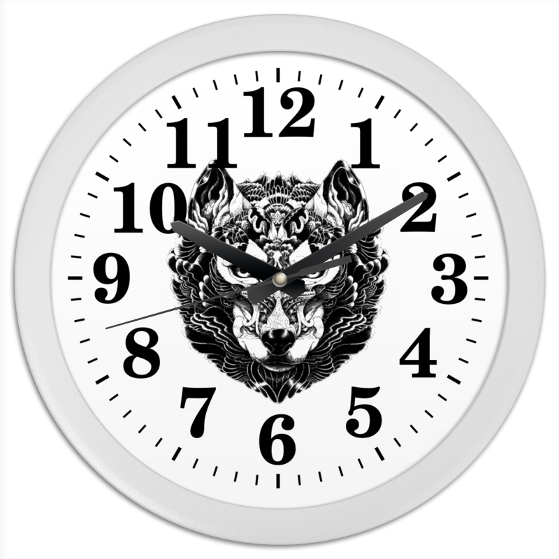 Часы круглые из пластика Printio Волк стилизация 2