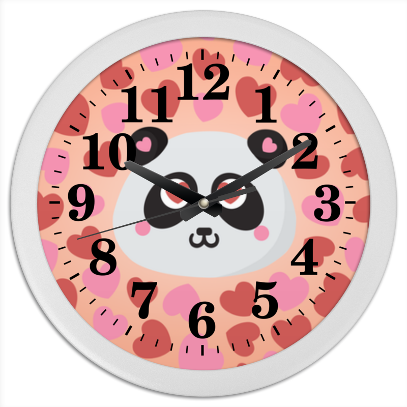 Часы круглые из пластика Printio Влюбленная панда