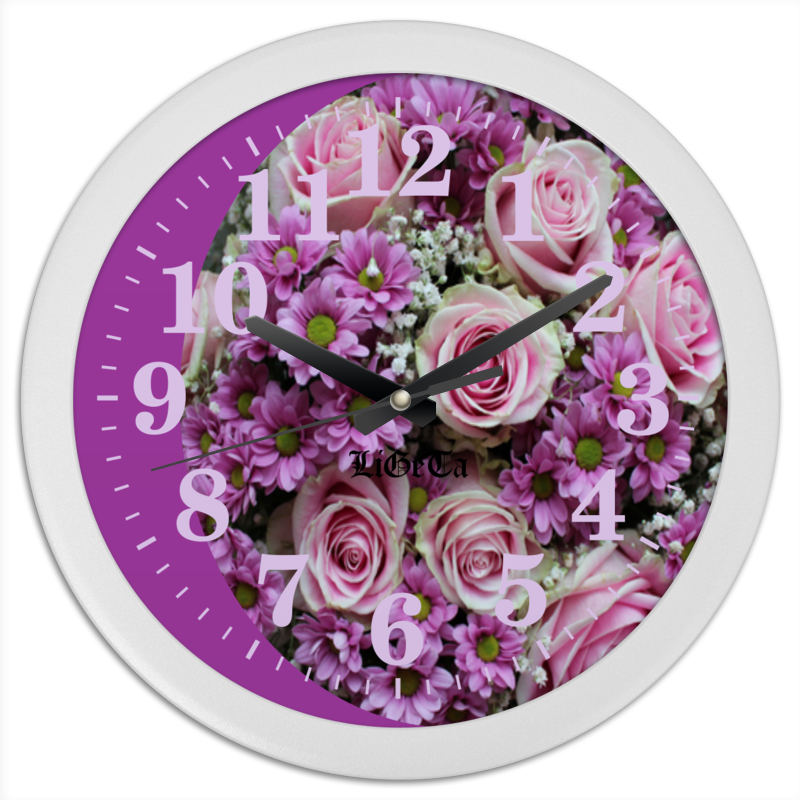 Часы круглые из пластика Printio Цветы