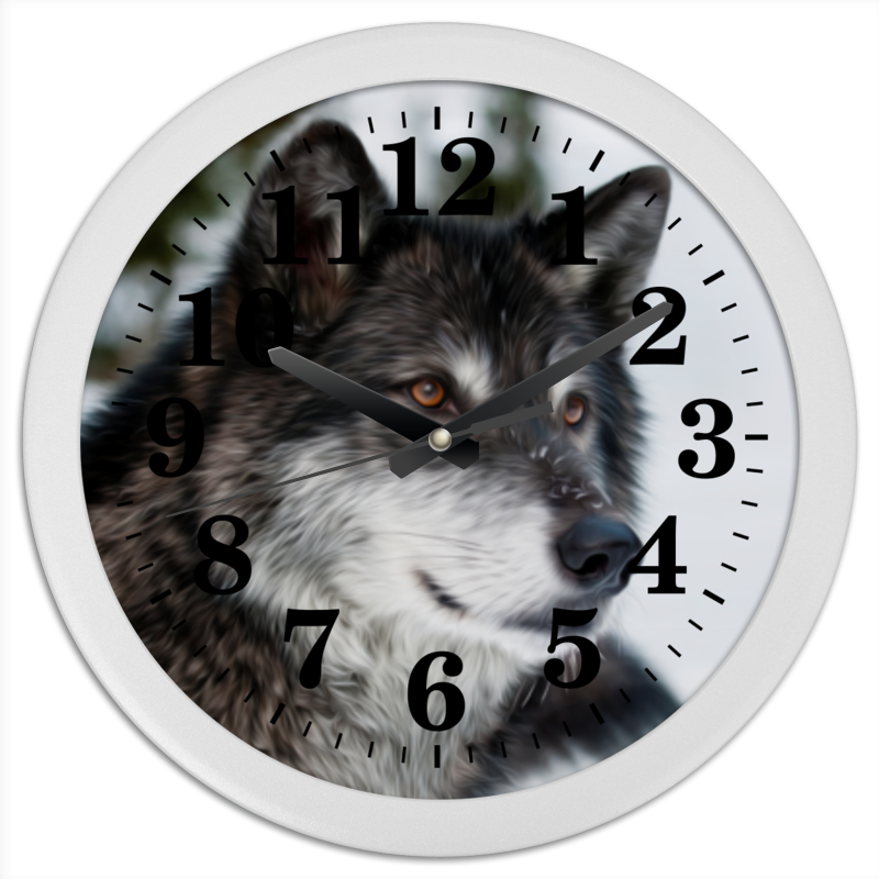 Часы круглые из пластика Printio Серый волк