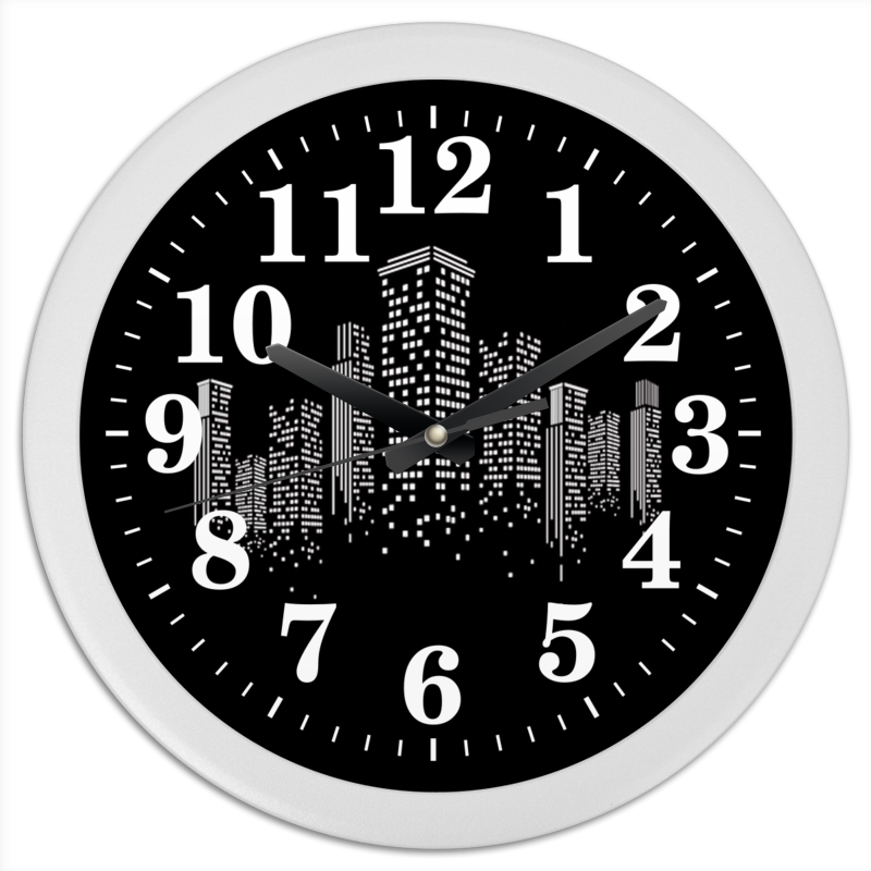 Часы круглые из пластика Printio Огни ночного города.
