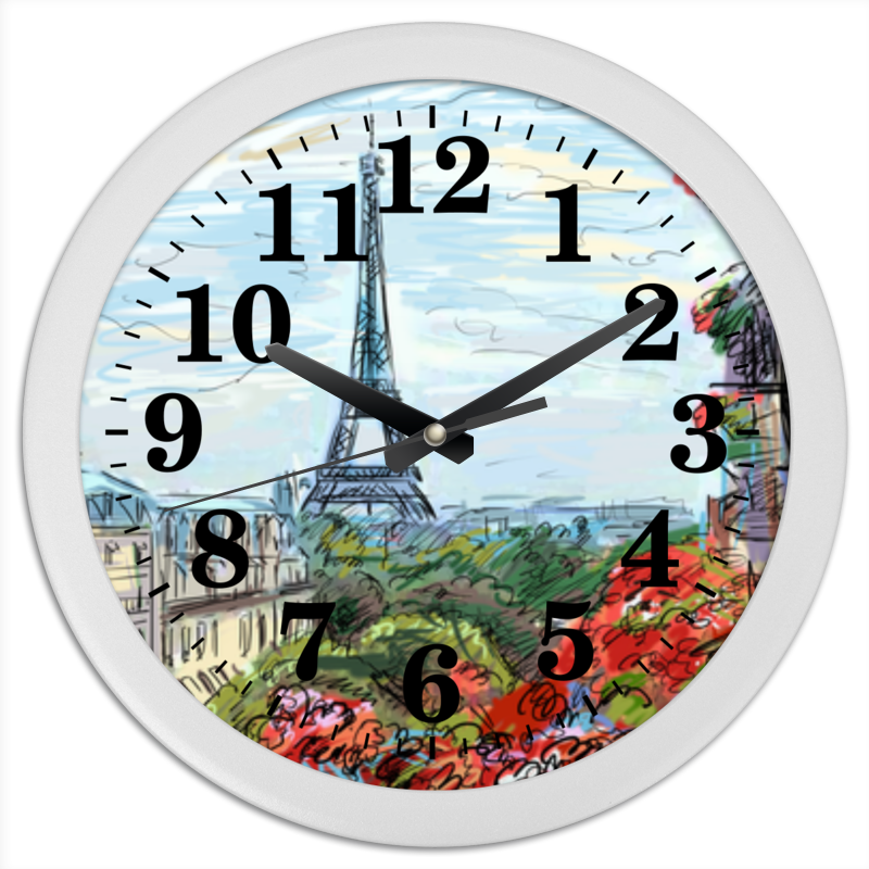 Часы круглые из пластика Printio Эйфелева башня