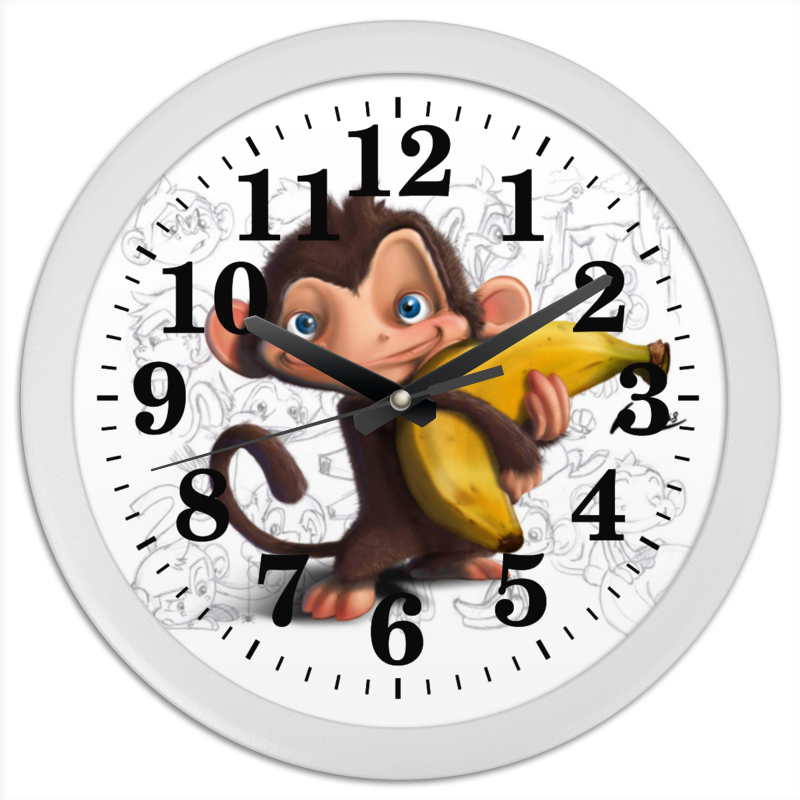 Часы круглые из пластика Printio Часы с веселой обезьянкой
